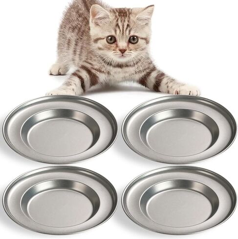 4 قطع من أوعية القطط المصنوعة من الفولاذ المقاوم للصدأ، مقاس 5.5 بوصة، طبق طعام المياه الضحلة للقطط، طبق بديل لتخفيف التعب، طبق معدني قابل للتكديس، وعاء تغذية الحيوانات الأليفة، الجزء الأساسي للكلاب الجرو، حامل مرتفع in Kuwait