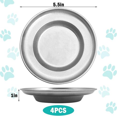 4 قطع من أوعية القطط المصنوعة من الفولاذ المقاوم للصدأ، مقاس 5.5 بوصة، طبق طعام المياه الضحلة للقطط، طبق بديل لتخفيف التعب، طبق معدني قابل للتكديس، وعاء تغذية الحيوانات الأليفة، الجزء الأساسي للكلاب الجرو، حامل مرتفع in Kuwait