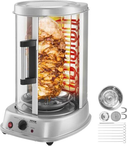 VEVOR Shawarma Grill Machine, 13 lbs Capacity, Chicken Shawarma Cooker Machine with 2 Burners, Gas Vertical Broiler Gyro Rotisserie Oven Doner Kebab Machine, for Home Restaurant Kitchen Parties in Saudi Arabia