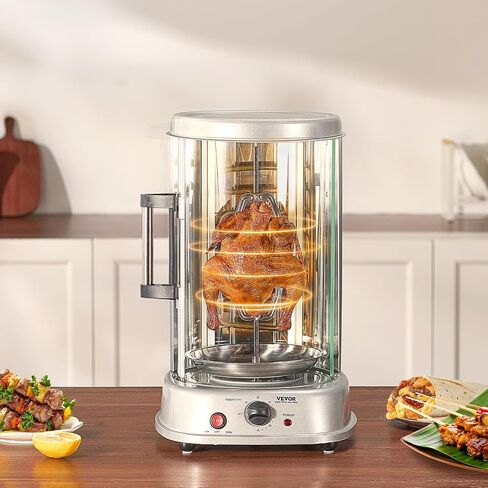 VEVOR Shawarma Grill Machine, 13 lbs Capacity, Chicken Shawarma Cooker Machine with 2 Burners, Gas Vertical Broiler Gyro Rotisserie Oven Doner Kebab Machine, for Home Restaurant Kitchen Parties in Saudi Arabia
