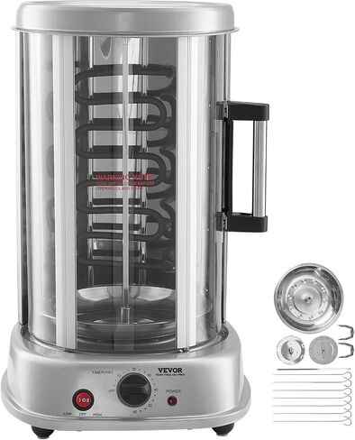 VEVOR Shawarma Grill Machine, 13 lbs Capacity, Chicken Shawarma Cooker Machine with 2 Burners, Gas Vertical Broiler Gyro Rotisserie Oven Doner Kebab Machine, for Home Restaurant Kitchen Parties in Saudi Arabia