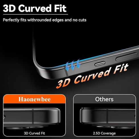 قطعتان من واقي الشاشة لهاتف iPhone 16 Pro Max، واقي شاشة الخصوصية وواقي شاشة زجاجي مصمم لهاتف iPhone 16، مقاومة عالية للخدش، مقاومة للزيوت، حواف معززة، سهلة التركيب in Kuwait