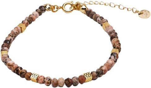 سوار مطرز بالأحجار الكريمة الطبيعية للسيدات والفتيات مصنوع يدويًا | سوار خرز كريستال شفاء للنساء والفتيات - حجم قابل للتعديل (الصنوبر الأفريقي) in Kuwait