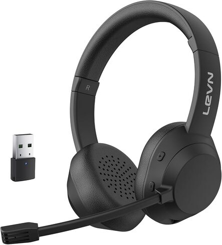LEVN Wireless Headset, Wireless Headset for Work(Noise Cancelling), 60 Hours Woktime & Mute Button, Wireless Headset with Mic for Work from Office/Call Center/PC/Computer/Teams/Laptop in Kuwait