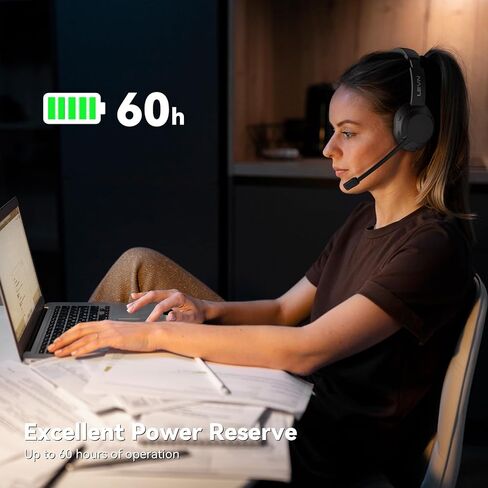 LEVN Wireless Headset, Wireless Headset for Work(Noise Cancelling), 60 Hours Woktime & Mute Button, Wireless Headset with Mic for Work from Office/Call Center/PC/Computer/Teams/Laptop in Kuwait
