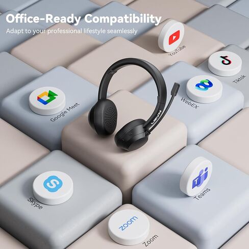 LEVN Wireless Headset, Wireless Headset for Work(Noise Cancelling), 60 Hours Woktime & Mute Button, Wireless Headset with Mic for Work from Office/Call Center/PC/Computer/Teams/Laptop in Kuwait
