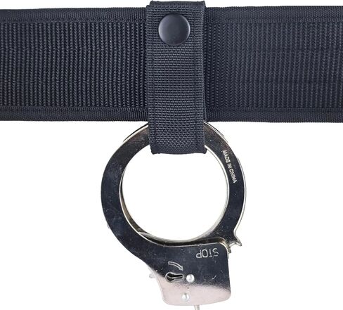 2 Piece Handcuff Strap, Nylon Handcuff Strap Retainer, Single Buckle Slide-in for 2.25 Inch Duty Belt, Law Enforcement Police Sheriff Security（Black） in Kuwait
