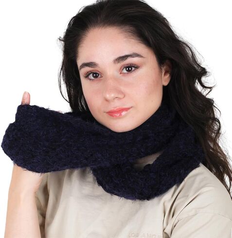 Handmade Black Infinity Scarf Cozy Chunky Knit Acrylic Wrap, Versatile 3-Way Wear, Warm & Stylish Unisex Winter Accessory for Women & Men (yellow) in Saudi Arabia
