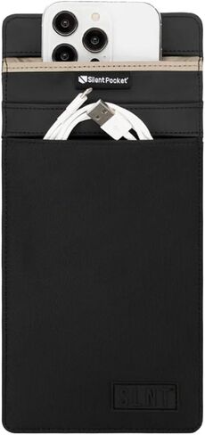 Silent Pocket SLNT Faraday Bag Smartphone Sleeve Weatherproof Nylon, Signal Blocking Device Shielding for iPhone, Samsung Galaxy, Most Phones - Privacy & Anti-Hacking (Black, Medium Plus) in Saudi Arabia