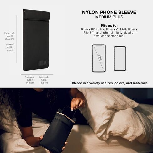 Silent Pocket SLNT Faraday Bag Smartphone Sleeve Weatherproof Nylon, Signal Blocking Device Shielding for iPhone, Samsung Galaxy, Most Phones - Privacy & Anti-Hacking (Black, Medium Plus) in Saudi Arabia