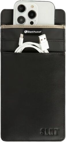 Silent Pocket SLNT Faraday Bag Smartphone Sleeve Weatherproof Nylon, Signal Blocking Device Shielding for iPhone, Samsung Galaxy, Most Phones - Privacy & Anti-Hacking (Black, Medium Plus) in Saudi Arabia