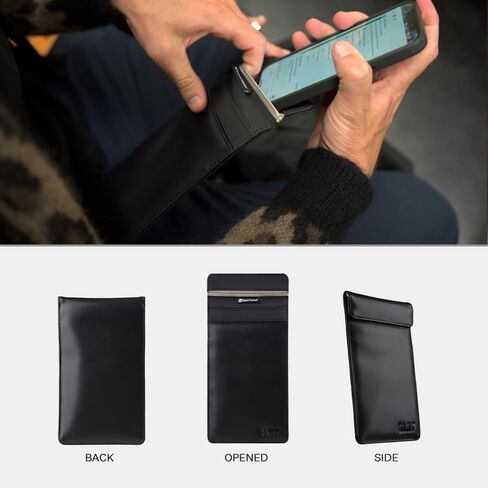 Silent Pocket SLNT Faraday Bag Smartphone Sleeve Weatherproof Nylon, Signal Blocking Device Shielding for iPhone, Samsung Galaxy, Most Phones - Privacy & Anti-Hacking (Black, Medium Plus) in Saudi Arabia