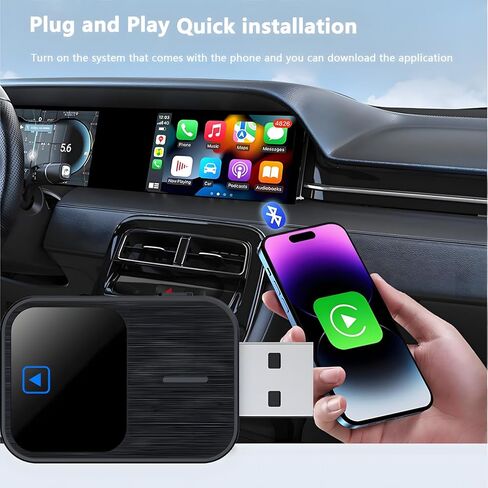 [إصدار محدث] محول Carplay اللاسلكي، Carplay المحمول لأجهزة Apple، اتصال فوري، زمن استجابة منخفض، يحول السلكي إلى Carplay اللاسلكي لجهاز iPhone in Kuwait