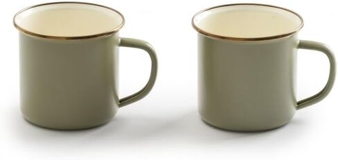 Barebones Enamel Cup Set- Enamel Coffee Mugs Set of 2 16-oz - Stainless Steel Rim Camping Mug for Indoor and Outdoor Use (Eggshell) in Kuwait