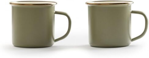 Barebones Enamel Cup Set- Enamel Coffee Mugs Set of 2 16-oz - Stainless Steel Rim Camping Mug for Indoor and Outdoor Use (Eggshell) in Kuwait