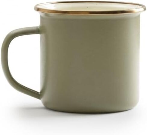 Barebones Enamel Cup Set- Enamel Coffee Mugs Set of 2 16-oz - Stainless Steel Rim Camping Mug for Indoor and Outdoor Use (Eggshell) in Kuwait