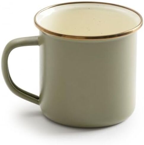 Barebones Enamel Cup Set- Enamel Coffee Mugs Set of 2 16-oz - Stainless Steel Rim Camping Mug for Indoor and Outdoor Use (Eggshell) in Kuwait