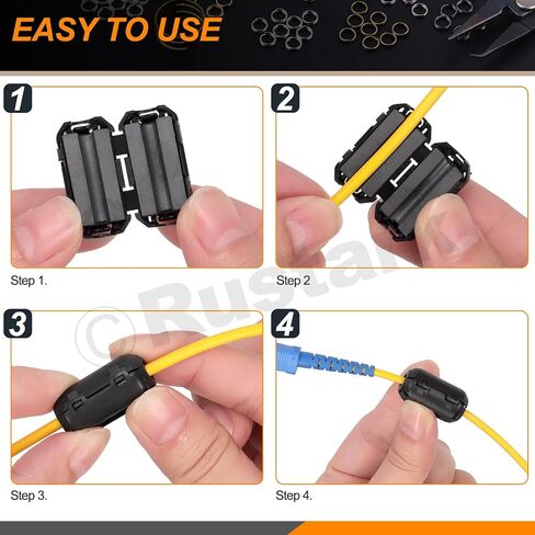 32Pcs 7 Sizes Black Clip-on Ferrite Ring Core Toroid Core Ferrite Cores Assortment Kit RFI EMI Ferrite Bead Clip Noise Suppressor Filter Cable Clip for 3.5/5/7/9/13/15/42x24x16mm Dia. Cable in Kuwait