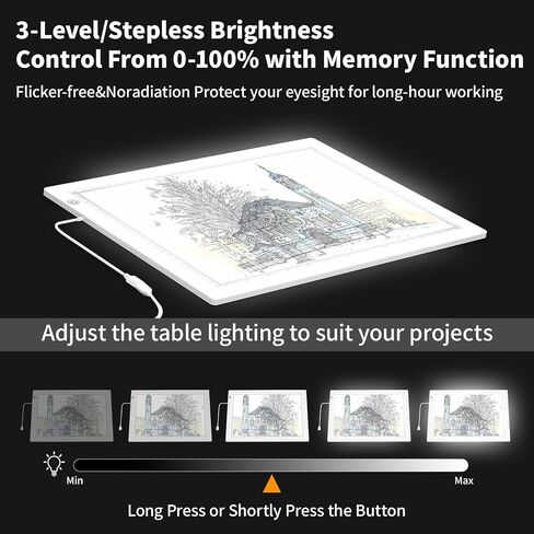 KOBAIBAN A3 LED صندوق إضاءة فائق السطوع مع حامل قابل للطي، لوحة إضاءة رفيعة للغاية للرسم الماسي، طاولة إضاءة طاقة USB-C للتتبع، لوحة إضاءة للرسم والرسم وإزالة الأعشاب الضارة من الفينيل (أبيض) in Saudi Arabia