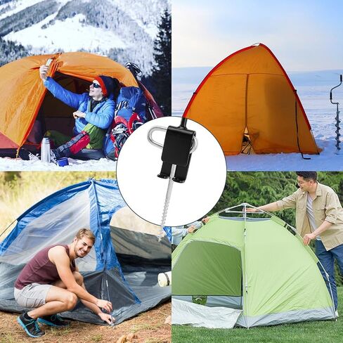 طقم محول مثقاب مكون من 8 قطع/مجموعة من توكي مع أوتاد خيمة، محول مثقاب مرساة الجليد مع 6 أوتاد خيمة صيد الجليد لخياطة إدخال الثلج، مرساة ثلجية لإعداد خيمة مأوى لصيد الأسماك على الجليد (فضي) in Kuwait