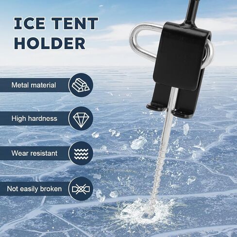 طقم محول مثقاب مكون من 8 قطع/مجموعة من توكي مع أوتاد خيمة، محول مثقاب مرساة الجليد مع 6 أوتاد خيمة صيد الجليد لخياطة إدخال الثلج، مرساة ثلجية لإعداد خيمة مأوى لصيد الأسماك على الجليد (فضي) in Kuwait