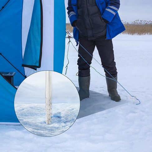طقم محول مثقاب مكون من 8 قطع/مجموعة من توكي مع أوتاد خيمة، محول مثقاب مرساة الجليد مع 6 أوتاد خيمة صيد الجليد لخياطة إدخال الثلج، مرساة ثلجية لإعداد خيمة مأوى لصيد الأسماك على الجليد (فضي) in Kuwait