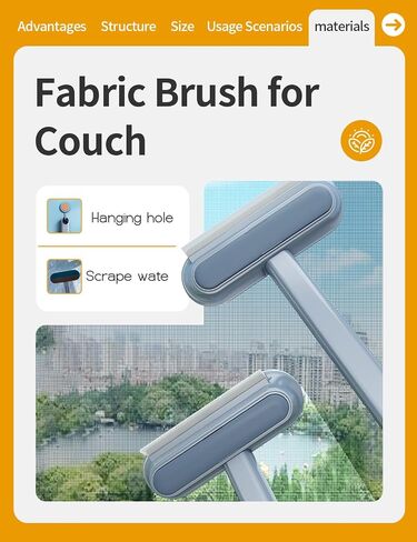 Solisifime Pet Hair Remover Tool with Long Hand, Cleaning Brush, 2 in 1 Cat Hair Remover Portable Fabric Brush for Dog Hair, Window, Couch, Carpets, Bedding, Furniture, Reusable, Washable in Saudi Arabia