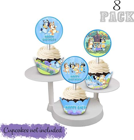 Bluy Cupcake Wrapper Set - 12pack (24ct) (Happy Birthday, Blue) in Saudi Arabia
