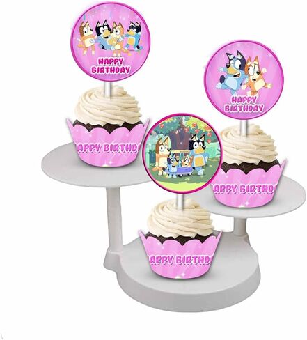 Bluy Cupcake Wrapper Set - 12pack (24ct) (Happy Birthday, Blue) in Saudi Arabia