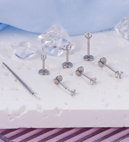 20G 18G ترصيع الأنف بدون خيوط للنساء والرجال 316L الفولاذ الجراحي دفع في أقراط خلفية مسطحة تشيكوسلوفاكيا الشفاه Labret الأنف خواتم ترصيع الغضروف اللولب محارة ميدوسا الزنمة الأنف ثقب المجوهرات in Saudi Arabia