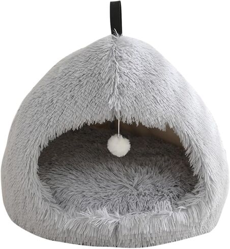 Cat Bed for Indoor Cats, Cat Cave for Cats and Small Dogs, Cat House with Removable Washable Cushioned Pillow, Cat Hideaway with Non-Slip Bottom (Grey, 20inch) in Saudi Arabia