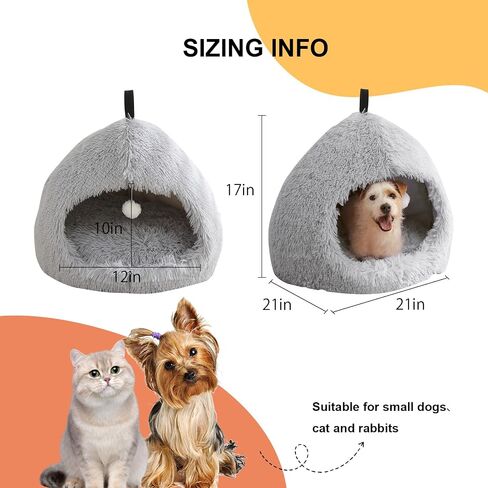 Cat Bed for Indoor Cats, Cat Cave for Cats and Small Dogs, Cat House with Removable Washable Cushioned Pillow, Cat Hideaway with Non-Slip Bottom (Grey, 20inch) in Saudi Arabia