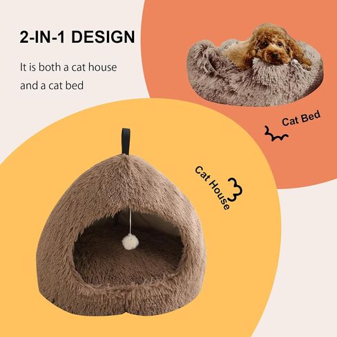 Cat Bed for Indoor Cats, Cat Cave for Cats and Small Dogs, Cat House with Removable Washable Cushioned Pillow, Cat Hideaway with Non-Slip Bottom (Grey, 20inch) in Saudi Arabia