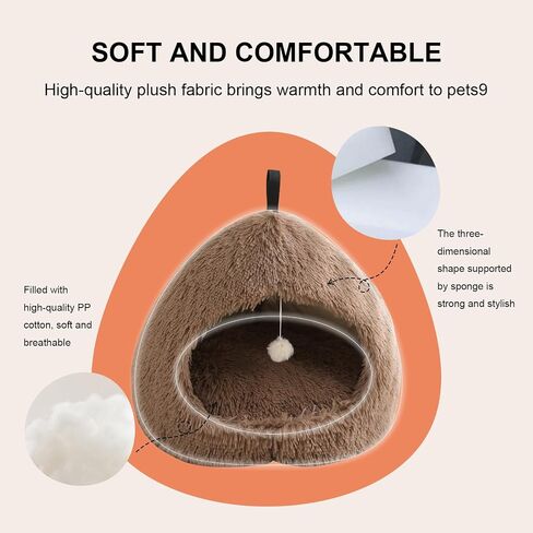 Cat Bed for Indoor Cats, Cat Cave for Cats and Small Dogs, Cat House with Removable Washable Cushioned Pillow, Cat Hideaway with Non-Slip Bottom (Grey, 20inch) in Saudi Arabia