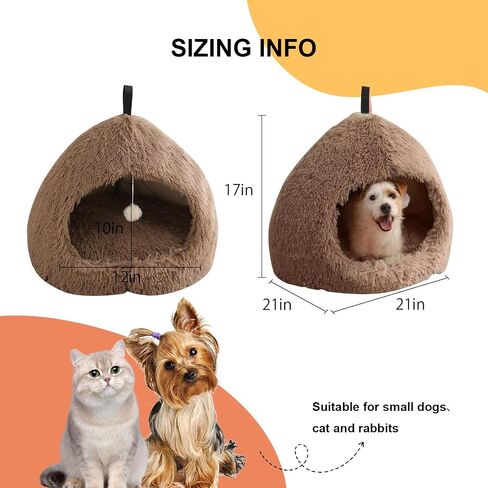 Cat Bed for Indoor Cats, Cat Cave for Cats and Small Dogs, Cat House with Removable Washable Cushioned Pillow, Cat Hideaway with Non-Slip Bottom (Grey, 20inch) in Saudi Arabia