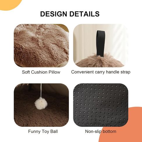 Cat Bed for Indoor Cats, Cat Cave for Cats and Small Dogs, Cat House with Removable Washable Cushioned Pillow, Cat Hideaway with Non-Slip Bottom (Grey, 20inch) in Saudi Arabia