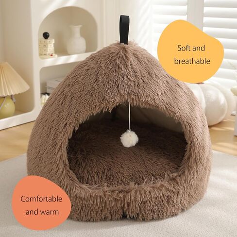 Cat Bed for Indoor Cats, Cat Cave for Cats and Small Dogs, Cat House with Removable Washable Cushioned Pillow, Cat Hideaway with Non-Slip Bottom (Grey, 20inch) in Saudi Arabia