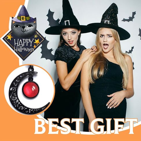 Moon Crystal Necklace Gothic Vintage Moon Charm Pendant Necklace Black Crescent Necklace Halloween Costume Jewelry in Saudi Arabia