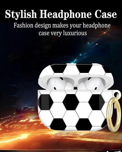 متوافق مع غطاء حافظة AirPod Pro الجيل الثاني/الأول مع سلسلة مفاتيح، حافظة سماعة رأس لاسلكية واقية كاملة مضادة للصدمات لجهاز Airpod Pro 2023/2022/2019 (كرة القدم) in Kuwait