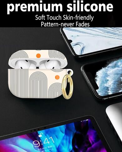 متوافق مع غطاء حافظة AirPod Pro الجيل الثاني/الأول مع سلسلة مفاتيح، حافظة سماعة رأس لاسلكية واقية كاملة مضادة للصدمات لجهاز Airpod Pro 2023/2022/2019 (كرة القدم) in Kuwait