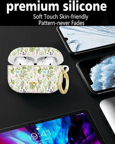 متوافق مع غطاء حافظة AirPod Pro الجيل الثاني/الأول مع سلسلة مفاتيح، حافظة سماعة رأس لاسلكية واقية كاملة مضادة للصدمات لجهاز Airpod Pro 2023/2022/2019 (أحمر أبيض) in Kuwait