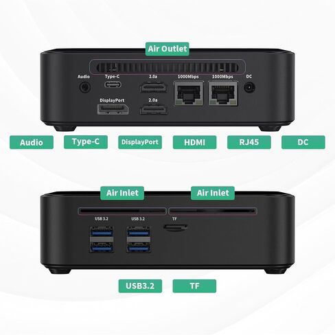 DreamQuest Mini PC Windows 11 Preinstalled, Intel N100 (up to 3.4GHz) Mini Desktop Computer with 16GB DDR4 512GB M.2 SSD, USB C 3.2, USB3.2,BT5.0, WiFi 5, 4K HDMI, DP, Gigabit Port, Smart Fan in Saudi Arabia