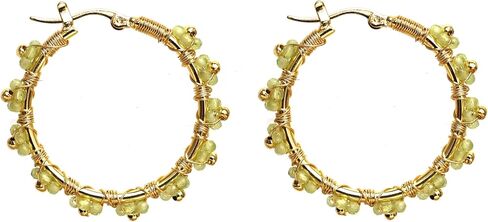 Gempires Amethyst Wire Wrapped 2.5 mm 5 Beads Flower Round Hinged Hoop Earring, Drop Length- 1.5 Inch, Birthstone Fashion jewelry (Amethyst) in Saudi Arabia