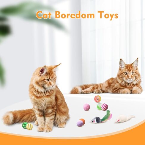Cat Toys for Indoor Cats, 34 Packs Interactive Cat Toys for Kitten, Cat Toys Set with Colorful Cat Spring Toys, Cat Mouse Toy, Catnip Ropes, Colorful Balls and Bells, Sisal Ball in Saudi Arabia