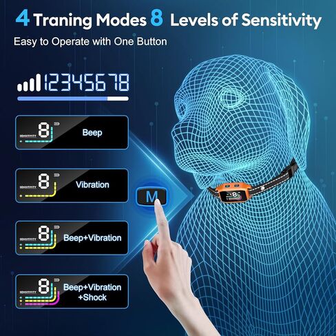 Dog Bark Collar, Anti Barking Training Collar with Beep Vibration Shock for Large Medium Small Dogs,Bark Shock Collar with 8 Adjustable Sensitivity IP67 Waterproof(Black) in Saudi Arabia