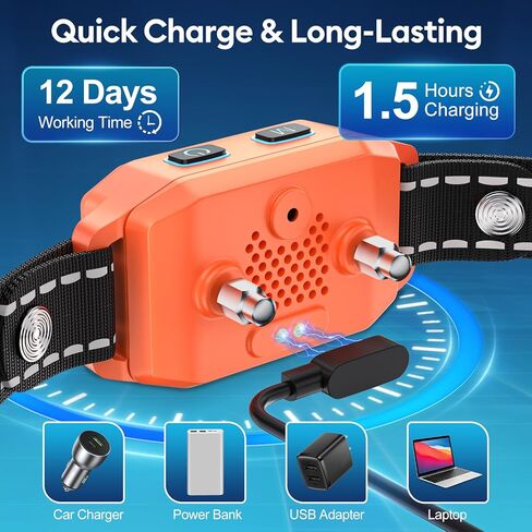 Dog Bark Collar, Anti Barking Training Collar with Beep Vibration Shock for Large Medium Small Dogs,Bark Shock Collar with 8 Adjustable Sensitivity IP67 Waterproof(Black) in Saudi Arabia