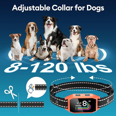 Dog Bark Collar, Anti Barking Training Collar with Beep Vibration Shock for Large Medium Small Dogs,Bark Shock Collar with 8 Adjustable Sensitivity IP67 Waterproof(Black) in Saudi Arabia