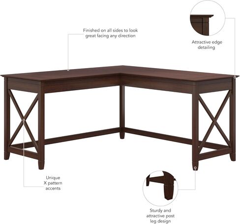 Bush Furniture Key West L Shaped Desk, 60-inch Modern Farmhouse Writing Desk for Home Office in Kuwait