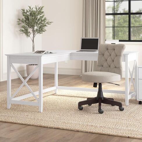 Bush Furniture Key West L Shaped Desk, 60-inch Modern Farmhouse Writing Desk for Home Office in Kuwait