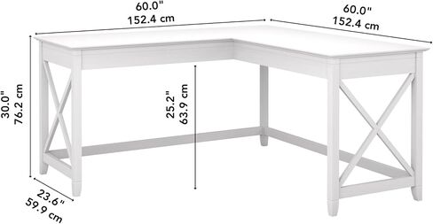 Bush Furniture Key West L Shaped Desk, 60-inch Modern Farmhouse Writing Desk for Home Office in Kuwait